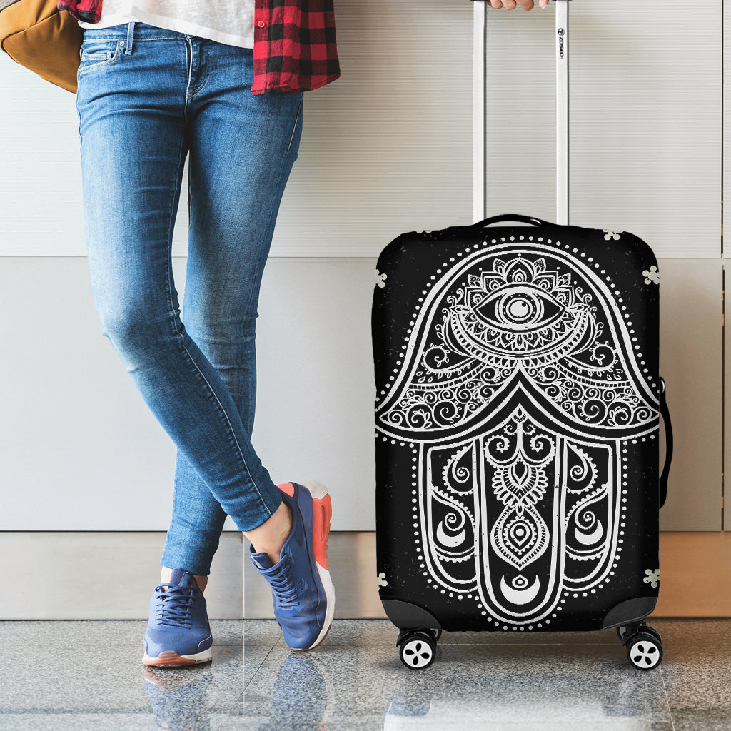 Black And White Hamsa Print Luggage Cover