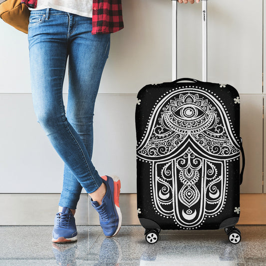 Black And White Hamsa Print Luggage Cover