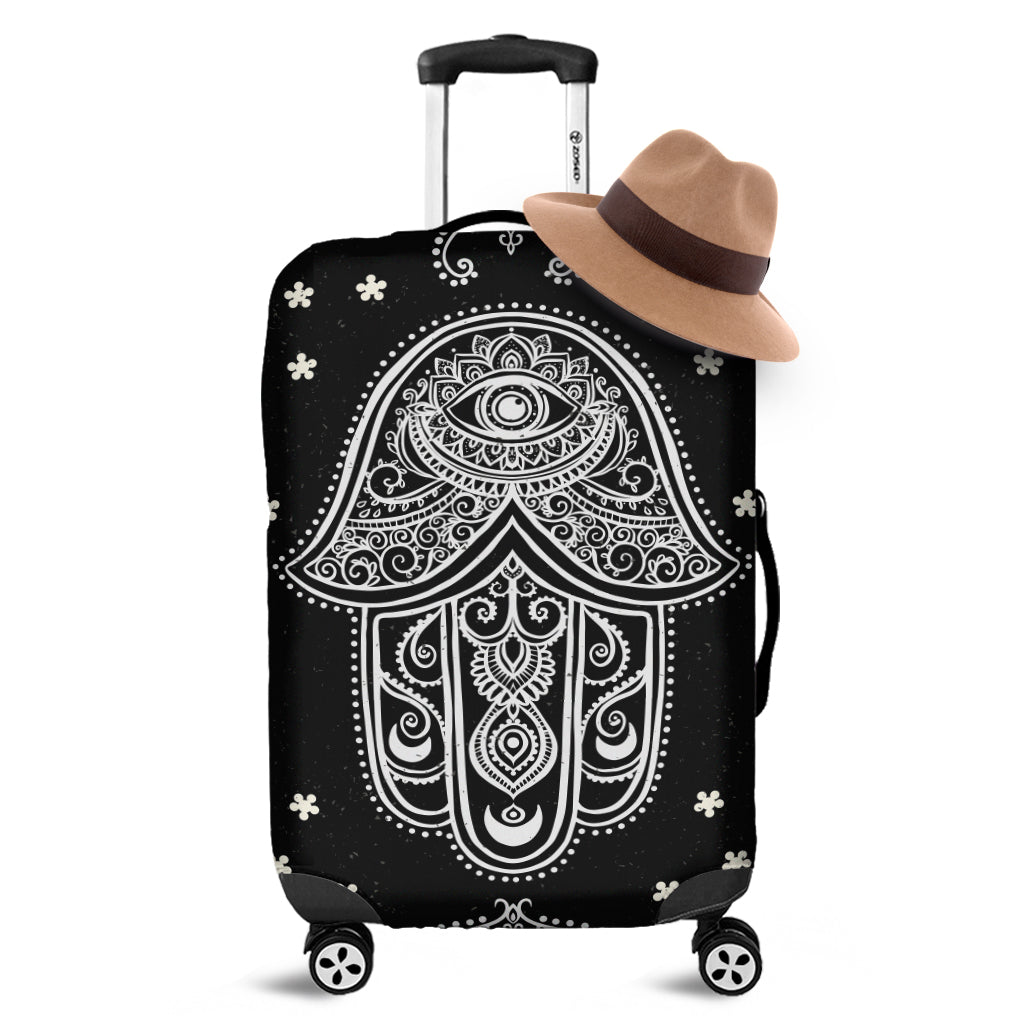 Black And White Hamsa Print Luggage Cover