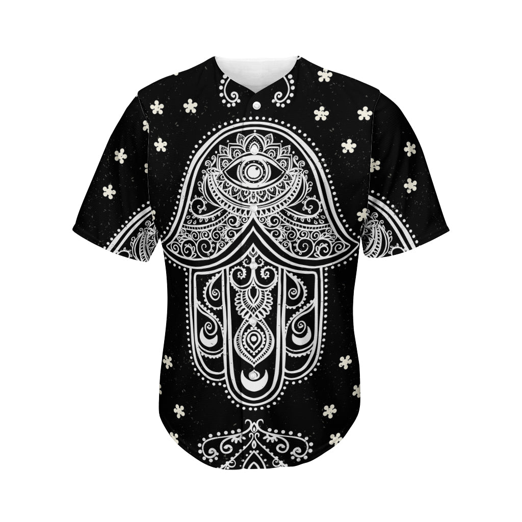 Black And White Hamsa Print Men's Baseball Jersey