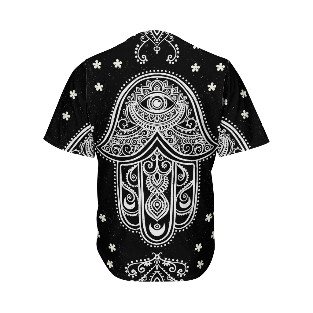 Black And White Hamsa Print Men's Baseball Jersey