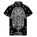 Black And White Hamsa Print Men's Short Sleeve Shirt