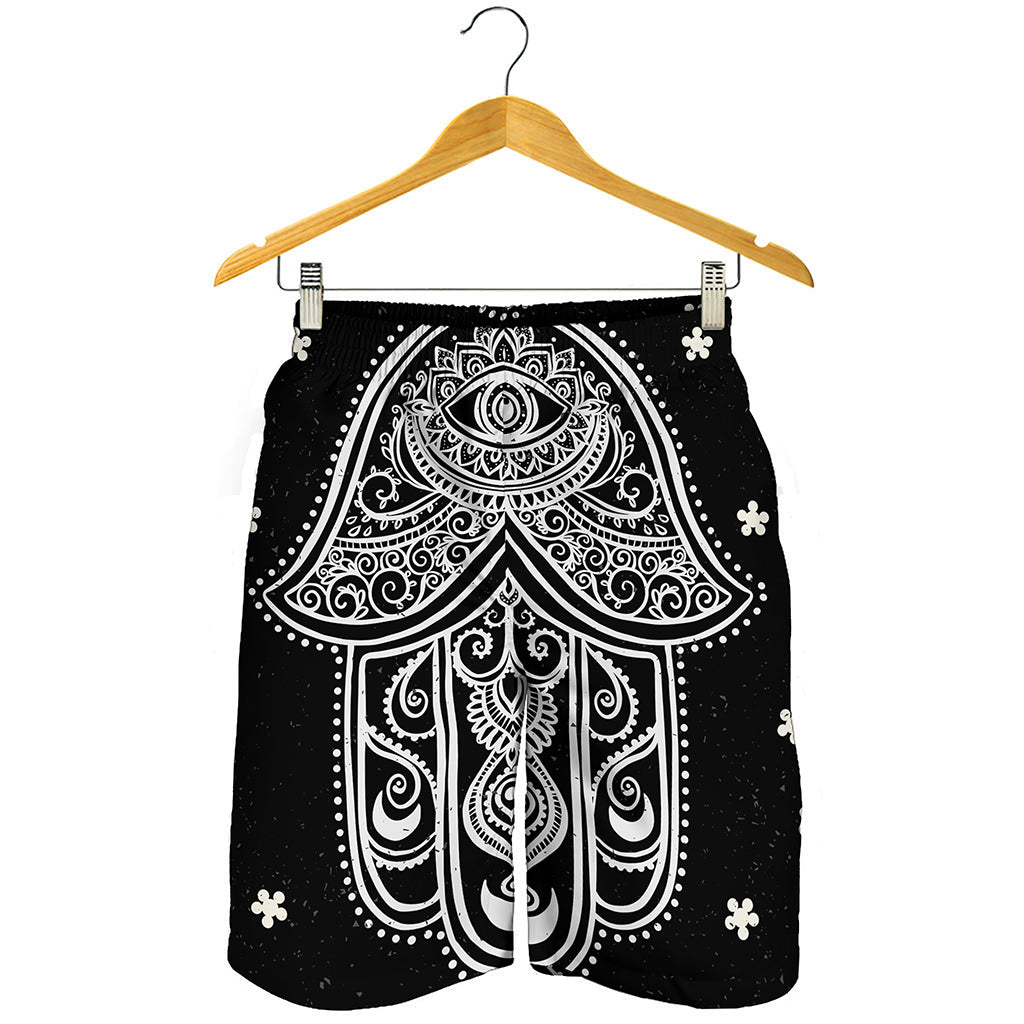 Black And White Hamsa Print Men's Shorts