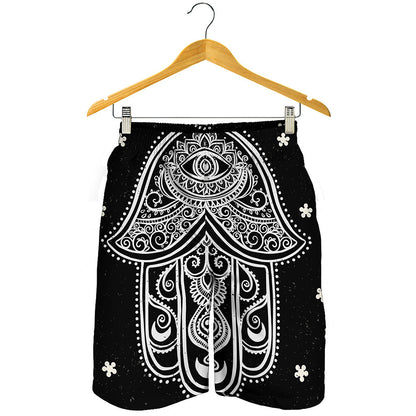 Black And White Hamsa Print Men's Shorts