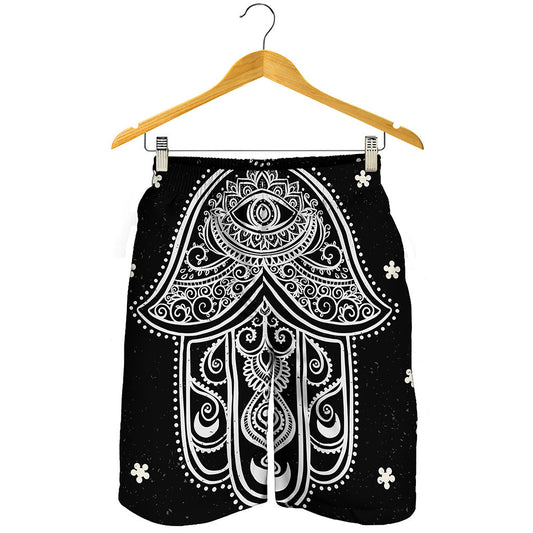 Black And White Hamsa Print Men's Shorts