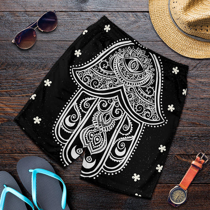 Black And White Hamsa Print Men's Shorts