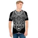 Black And White Hamsa Print Men's T-Shirt