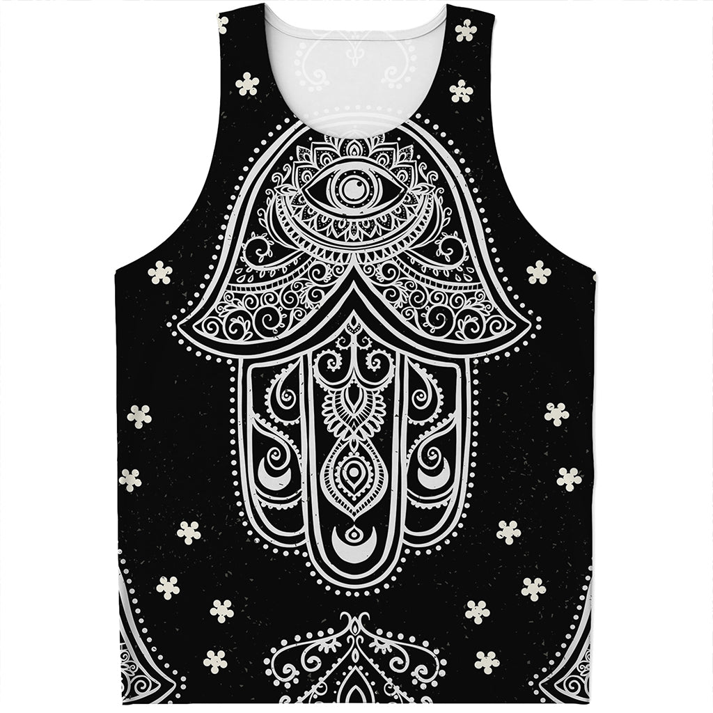 Black And White Hamsa Print Men's Tank Top
