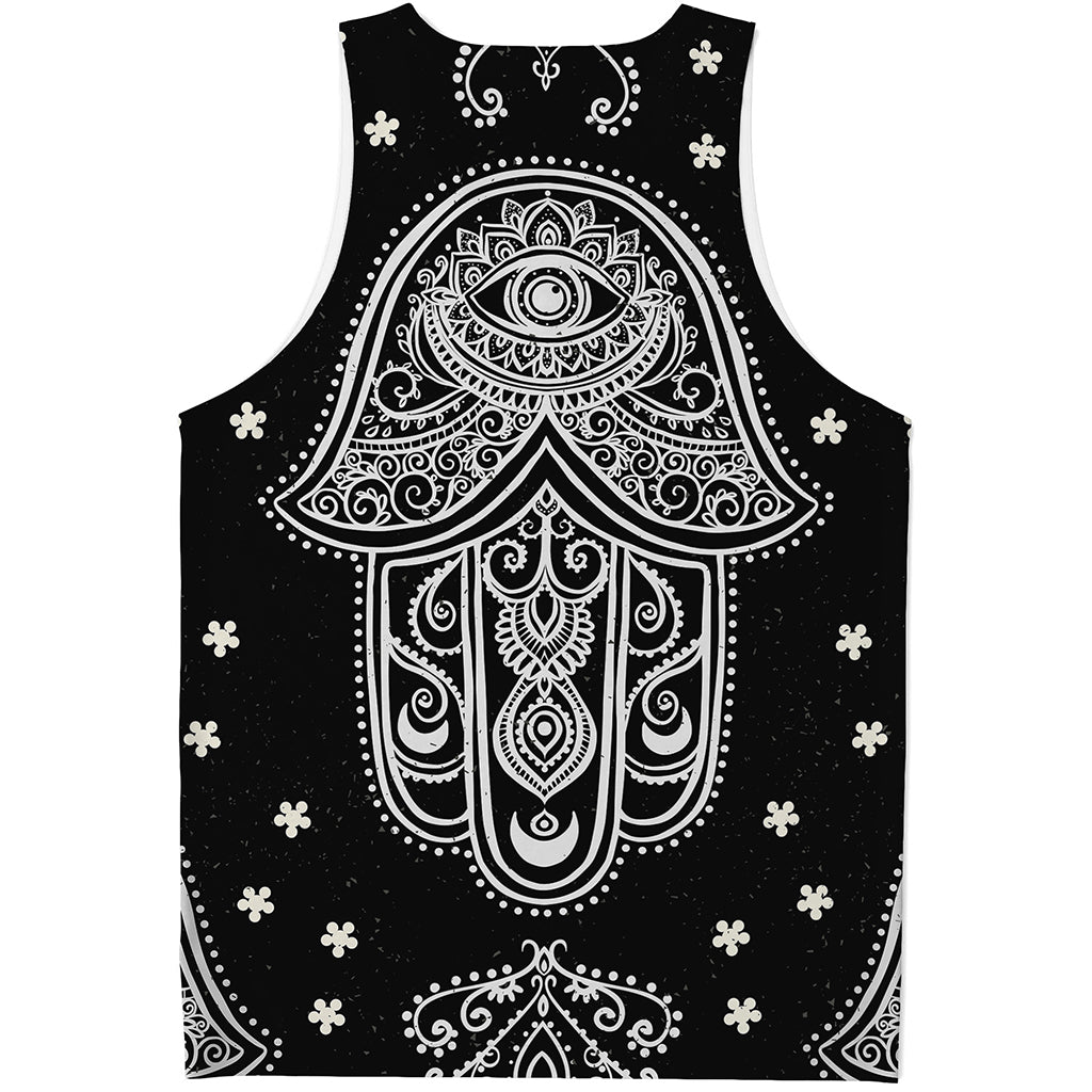 Black And White Hamsa Print Men's Tank Top