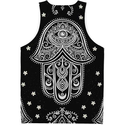 Black And White Hamsa Print Men's Tank Top