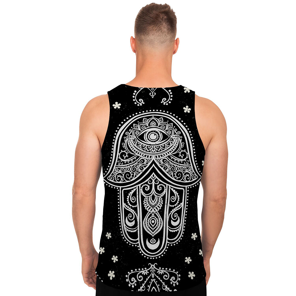 Black And White Hamsa Print Men's Tank Top