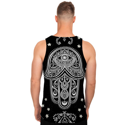 Black And White Hamsa Print Men's Tank Top