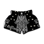 Black And White Hamsa Print Muay Thai Boxing Shorts