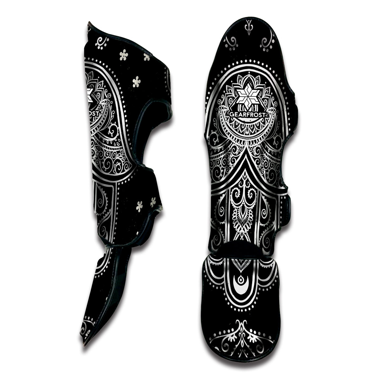 Black And White Hamsa Print Muay Thai Shin Guard