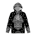 Black And White Hamsa Print Pullover Hoodie