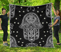 Black And White Hamsa Print Quilt