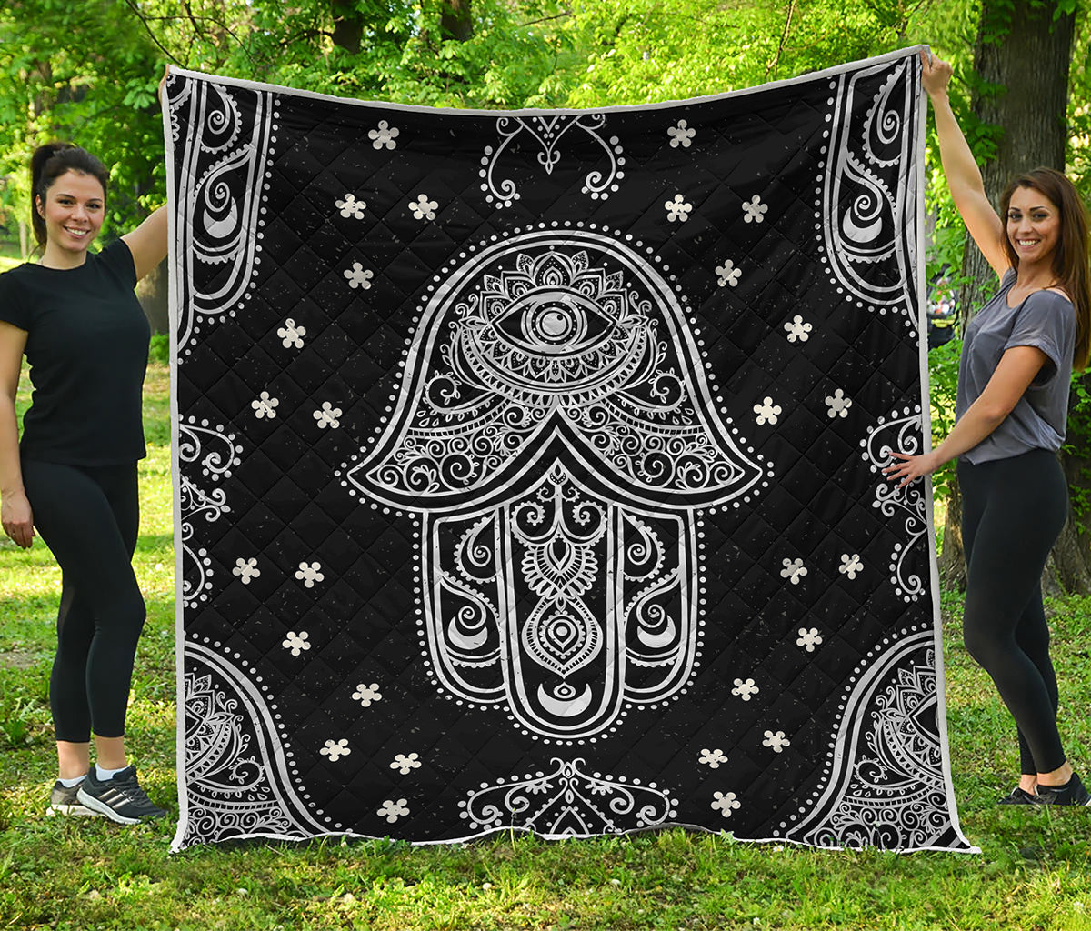 Black And White Hamsa Print Quilt