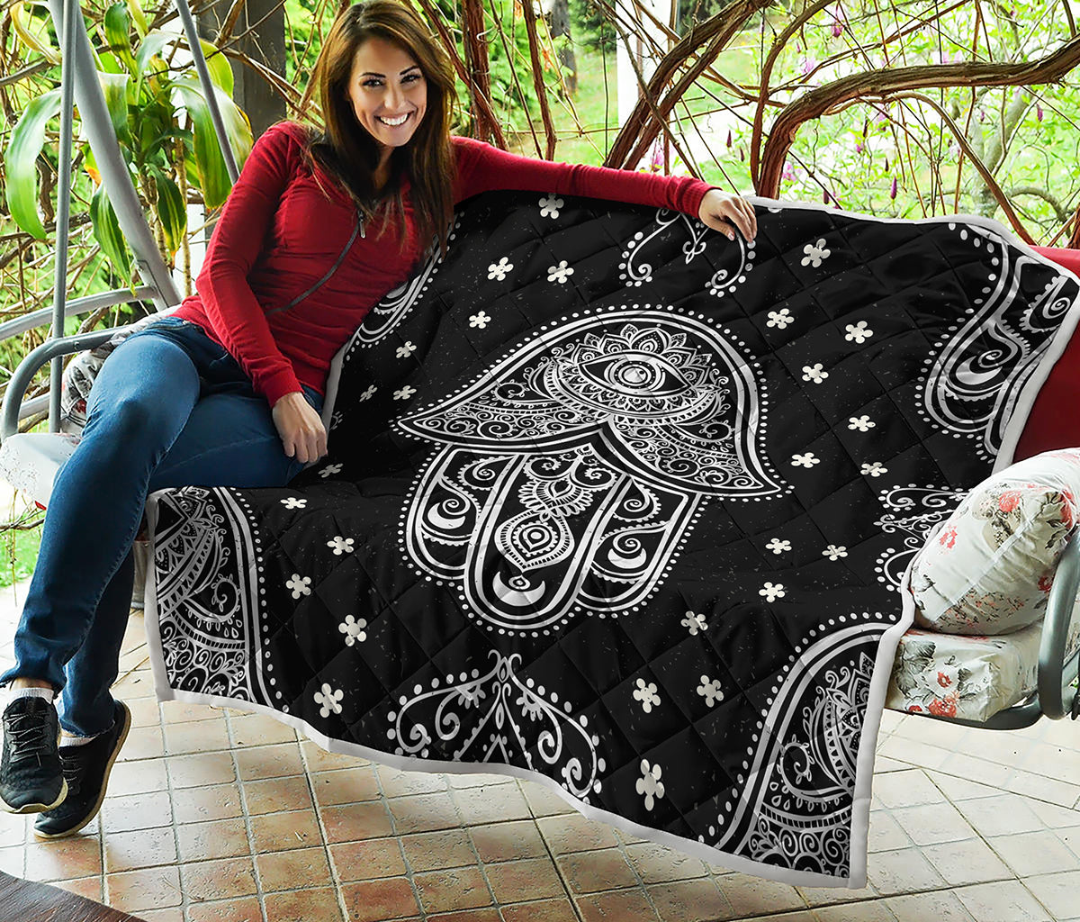 Black And White Hamsa Print Quilt