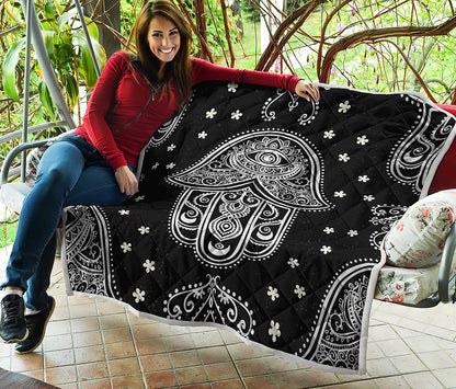 Black And White Hamsa Print Quilt
