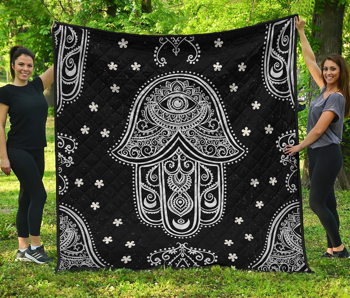 Black And White Hamsa Print Quilt