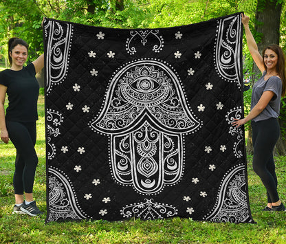 Black And White Hamsa Print Quilt