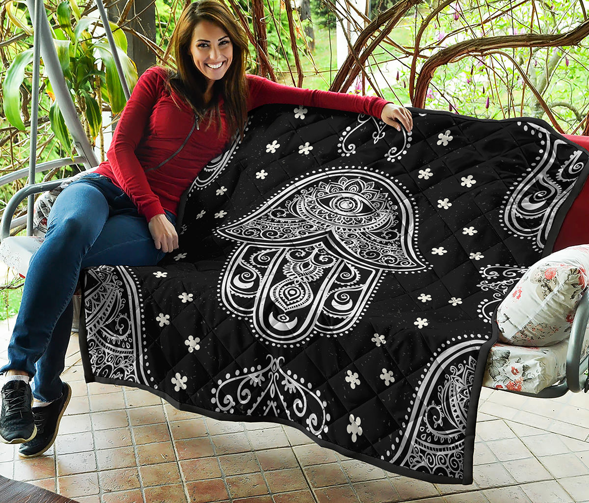 Black And White Hamsa Print Quilt