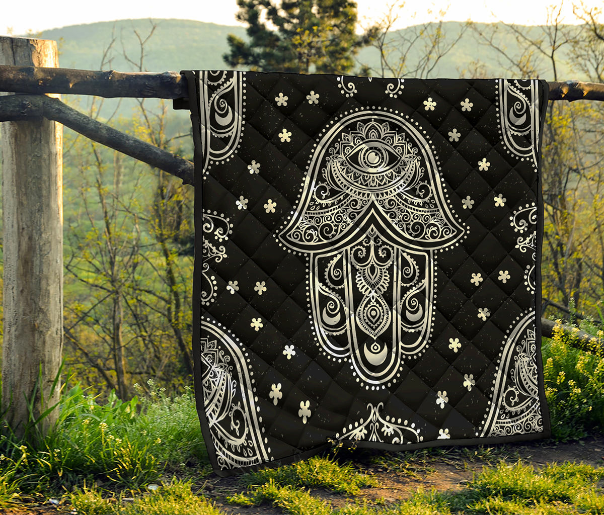 Black And White Hamsa Print Quilt
