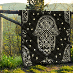 Black And White Hamsa Print Quilt