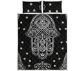 Black And White Hamsa Print Quilt Bed Set