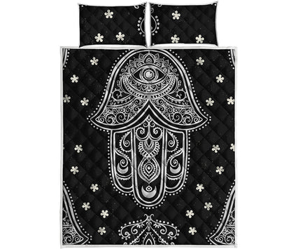Black And White Hamsa Print Quilt Bed Set