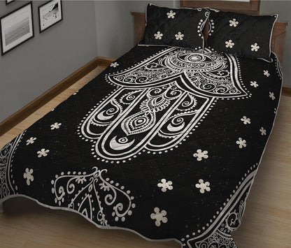 Black And White Hamsa Print Quilt Bed Set