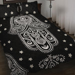 Black And White Hamsa Print Quilt Bed Set