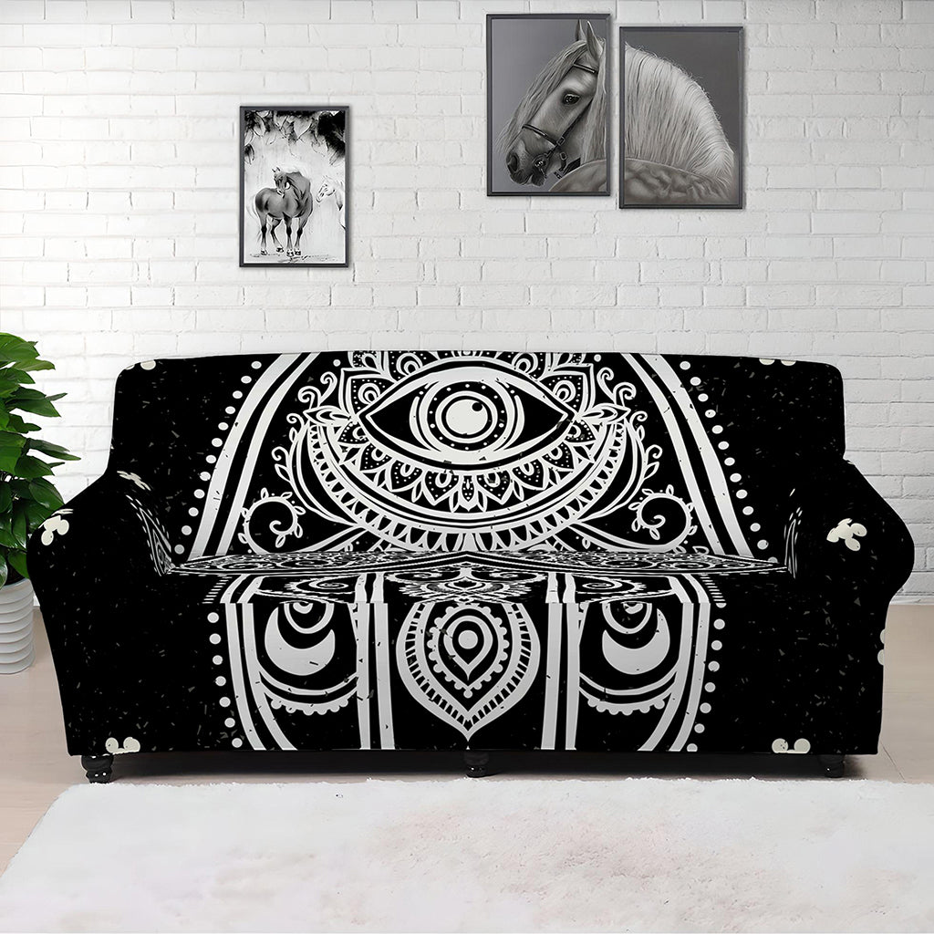 Black And White Hamsa Print Sofa Cover