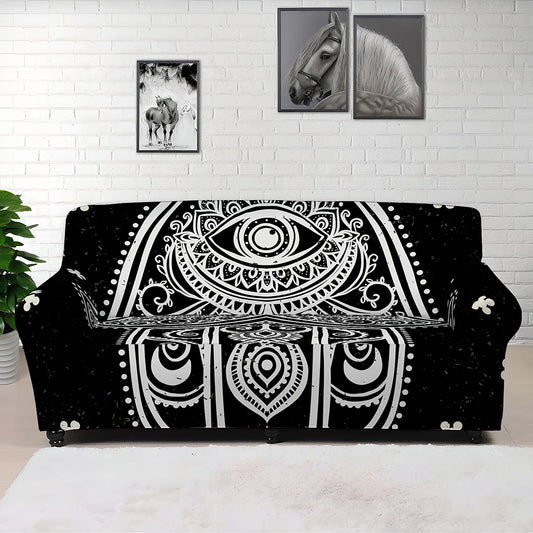 Black And White Hamsa Print Sofa Cover
