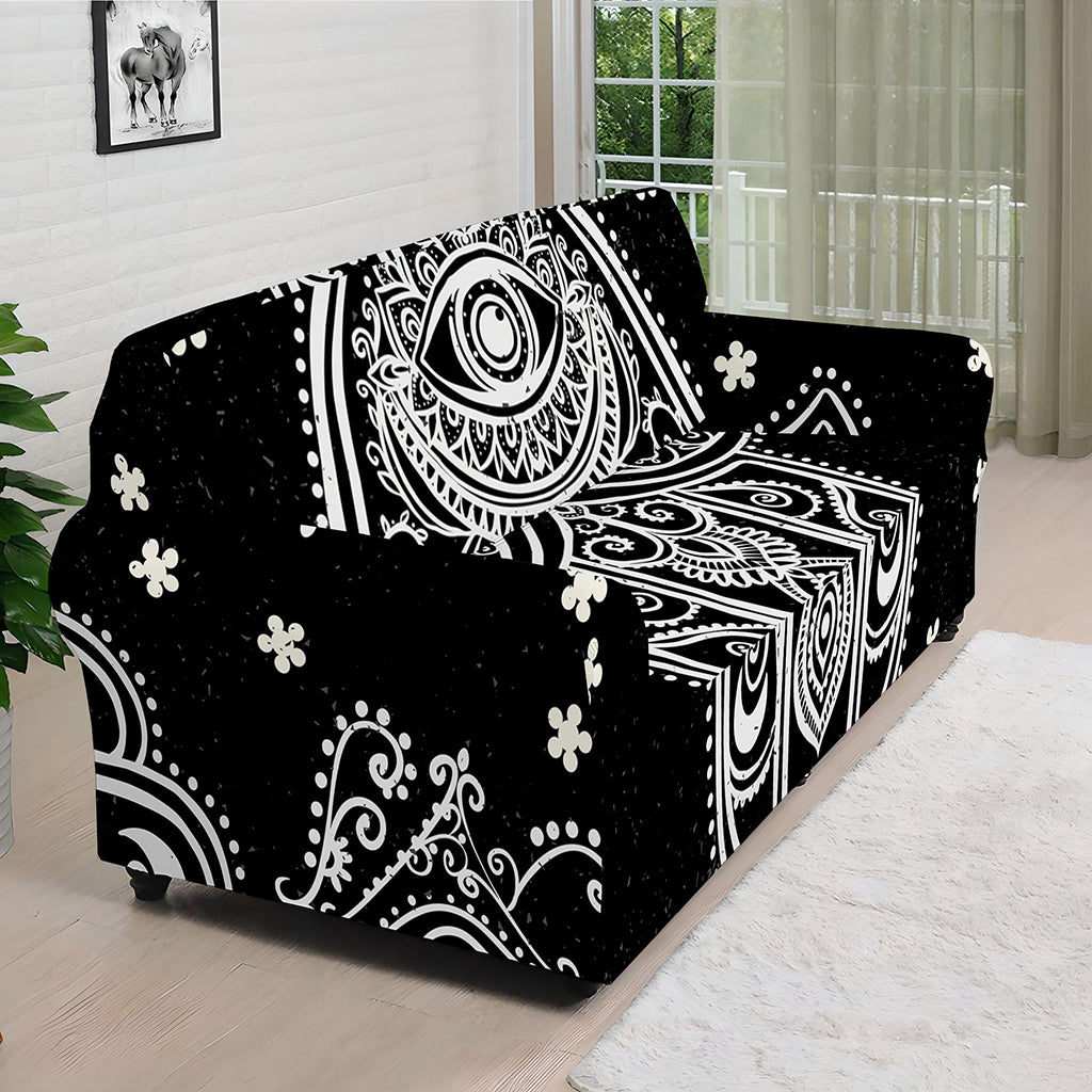 Black And White Hamsa Print Sofa Cover