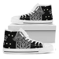 Black And White Hamsa Print White High Top Sneakers