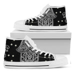 Black And White Hamsa Print White High Top Shoes