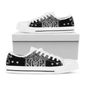 Black And White Hamsa Print White Low Top Sneakers