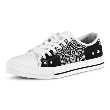 Black And White Hamsa Print White Low Top Shoes