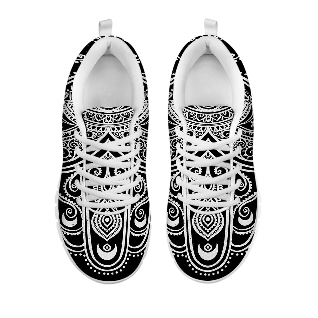 Black And White Hamsa Print White Sneakers