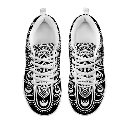 Black And White Hamsa Print White Sneakers