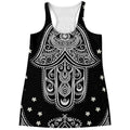 Black And White Hamsa Print Women's Racerback Tank Top