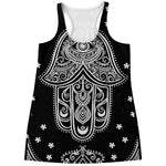 Black And White Hamsa Print Women's Racerback Tank Top
