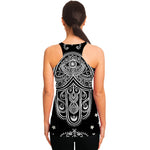 Black And White Hamsa Print Women's Racerback Tank Top