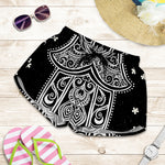 Black And White Hamsa Print Women's Shorts