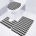 Black And White Harlequin Pattern Print 3 Piece Bath Mat Set
