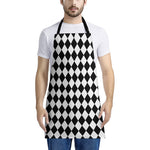 Black And White Harlequin Pattern Print Apron