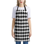 Black And White Harlequin Pattern Print Apron