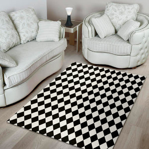 Black And White Harlequin Pattern Print Area Rug