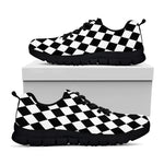 Black And White Harlequin Pattern Print Black Sneakers